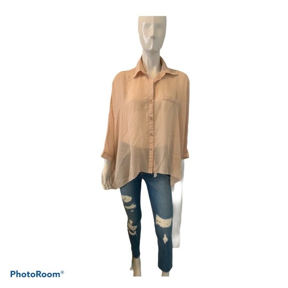 New Unbranded Collared Soft Pink top S/M - Picture 3 of 9